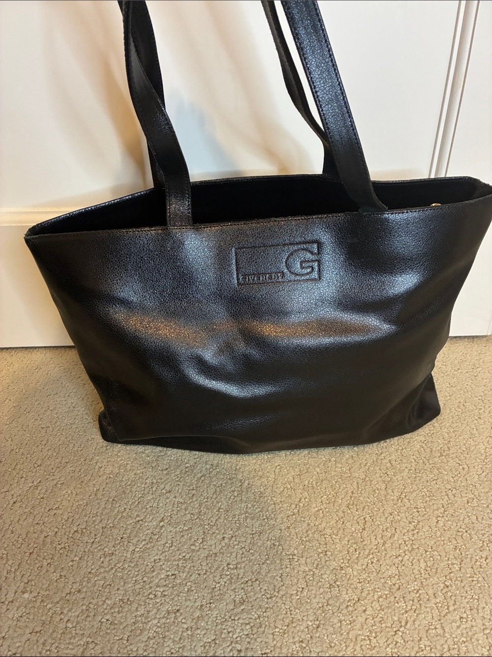 Vintage Givenchy Parfums Black Leather Shopper Tote Bag 👝